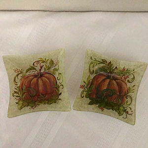 Vintage 2  Pumpkin Glass Candy Bowls‎